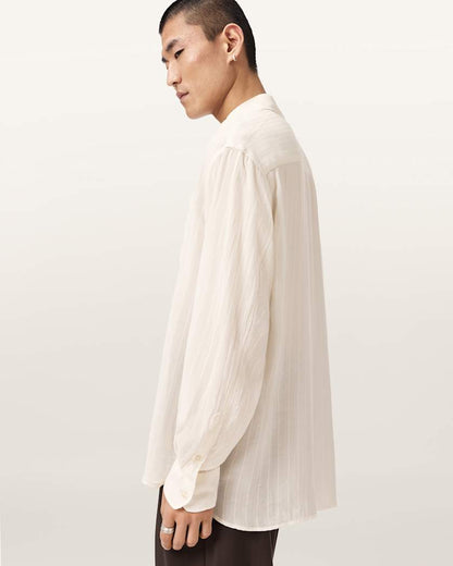AllSaints Carlyle Oversized Long Sleeve Shirt Ivory White