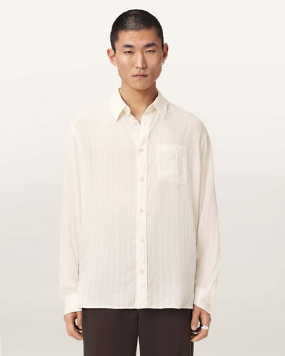 AllSaints Carlyle Oversized Long Sleeve Shirt Ivory White