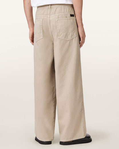 AllSaints Sabbath Wide Leg Canvas Pants Beige White