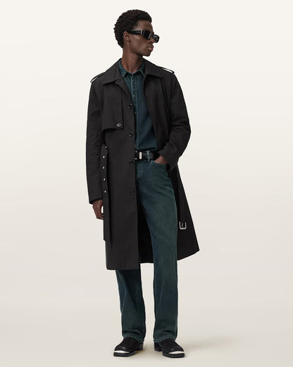 AllSaints Bastille Trench Coat Black