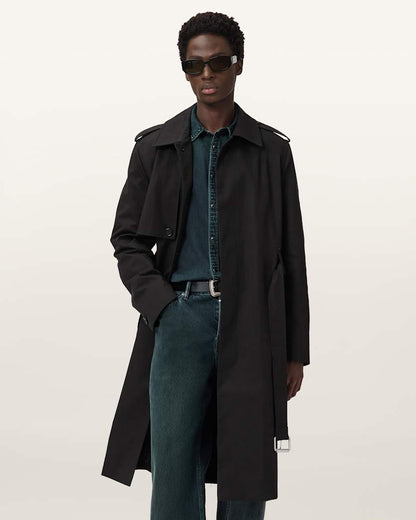 AllSaints Bastille Trench Coat Black