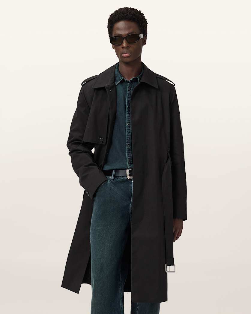 AllSaints Bastille Trench Coat Black