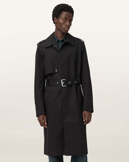 AllSaints Bastille Trench Coat Black