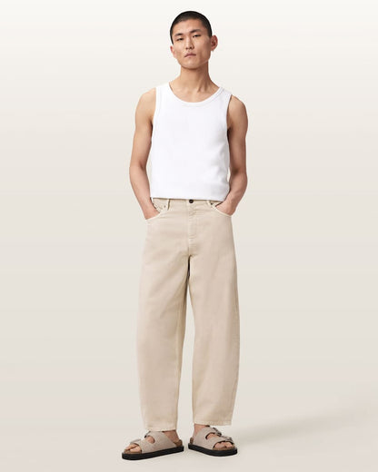 AllSaints Orbit Barrel Leg Denim Jeans Cream White