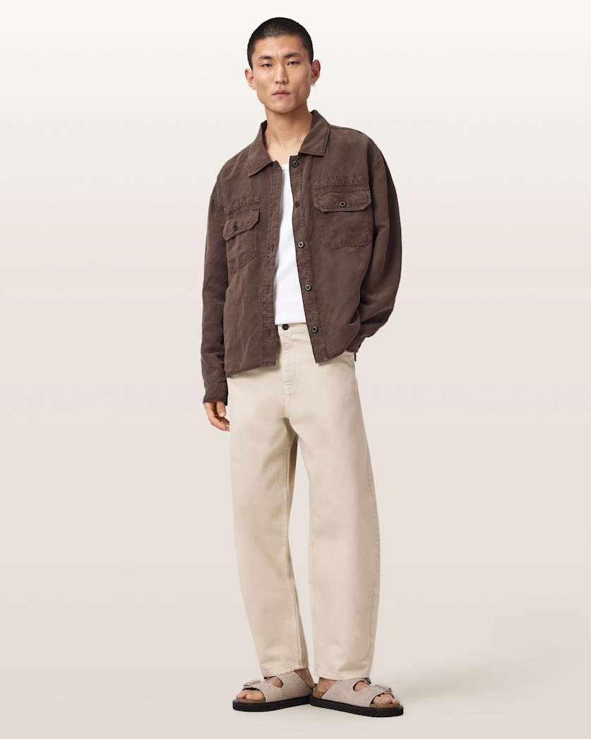 AllSaints Orbit Barrel Leg Denim Jeans Cream White