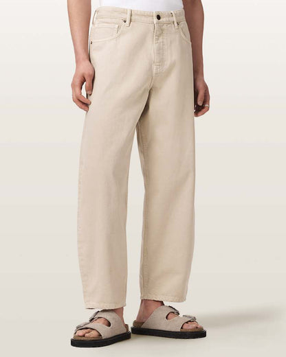 AllSaints Orbit Barrel Leg Denim Jeans Cream White