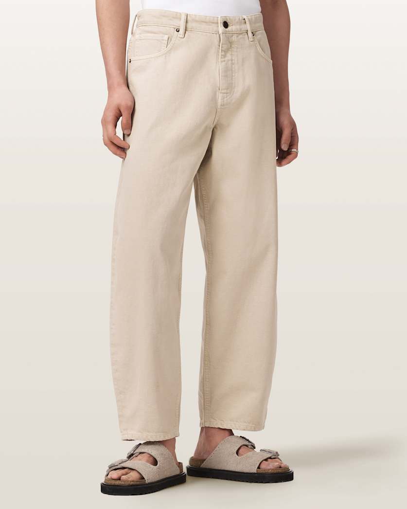 AllSaints Orbit Barrel Leg Denim Jeans Cream White