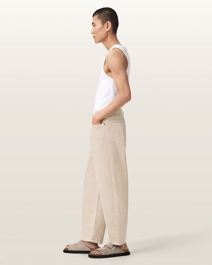 AllSaints Orbit Barrel Leg Denim Jeans Cream White