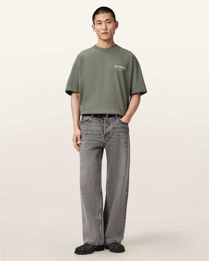 AllSaints Underground Oversized Crew Neck T Shirt Sunbaked Pink