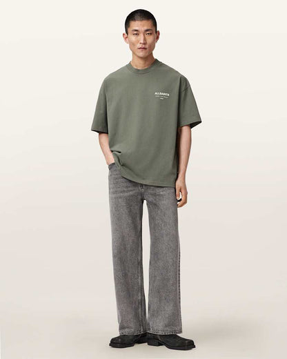 AllSaints Underground Oversized Crew Neck T Shirt Sunbaked Pink