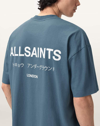 AllSaints Underground Oversized Crew Neck T Shirt Sunbaked Pink