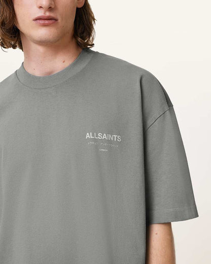 AllSaints Underground Oversized Crew Neck T Shirt Sunbaked Pink