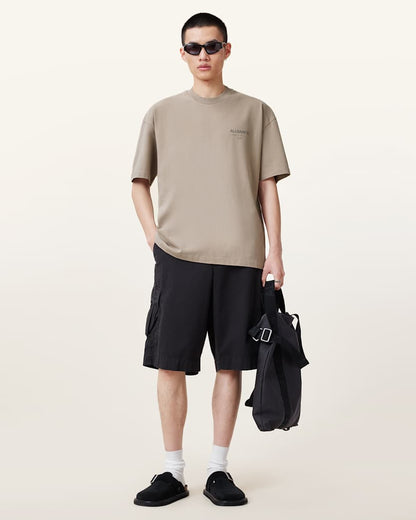 AllSaints Underground Oversized Crew Neck T Shirt Sunbaked Pink