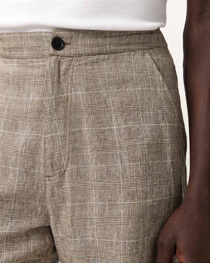 AllSaints Keal Linen Blend Relaxed Fit Shorts Sediment Brown