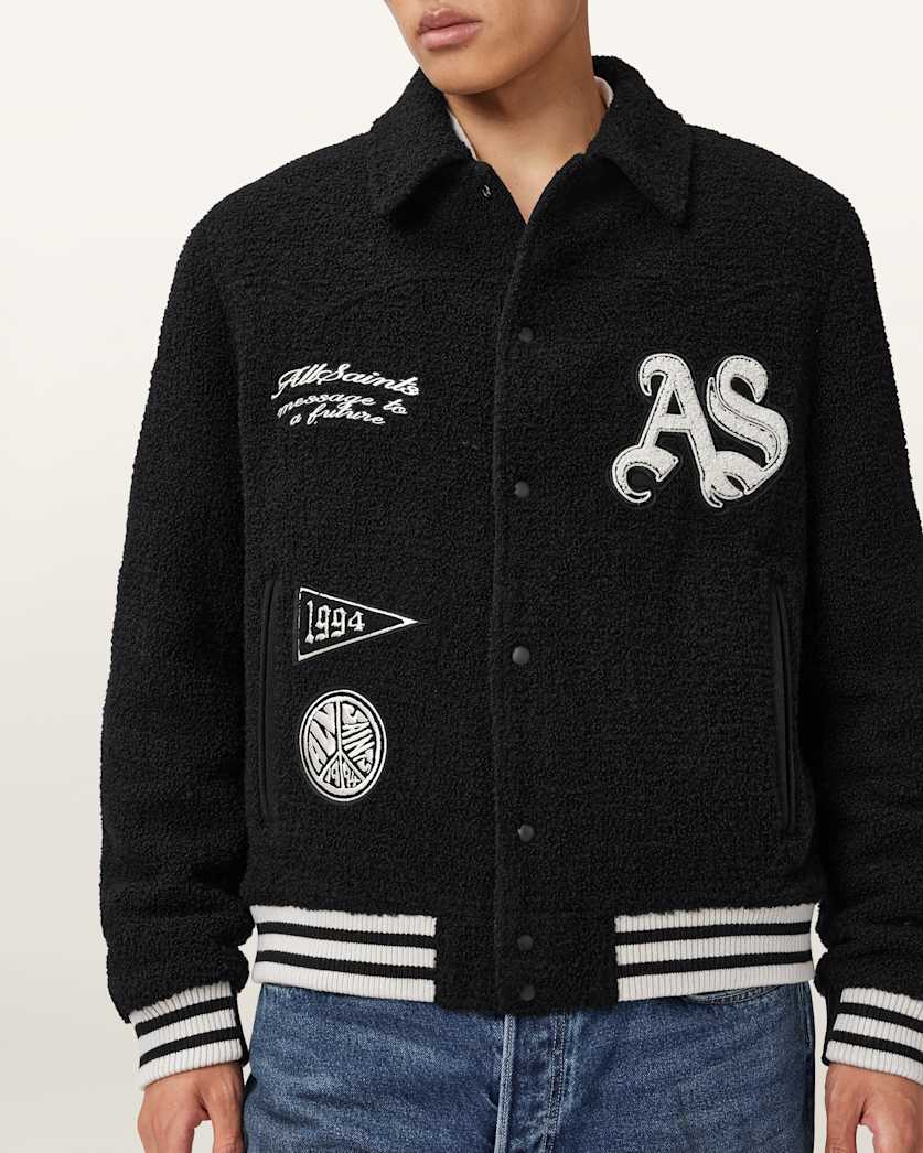 AllSaints Baum Baseball Bomber Jacket Black