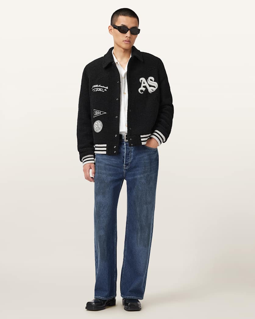 AllSaints Baum Baseball Bomber Jacket Black