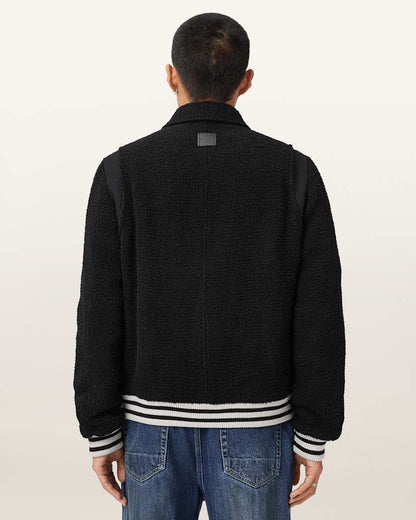 AllSaints Baum Baseball Bomber Jacket Black