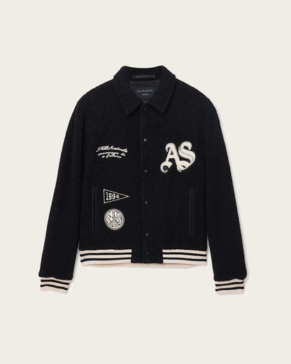 AllSaints Baum Baseball Bomber Jacket Black