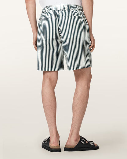 AllSaints Chopin Straight Fit Striped Shorts Blue/White