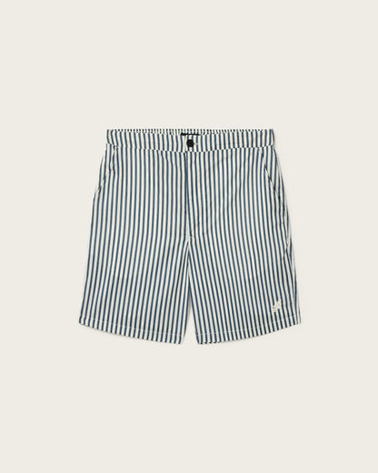 AllSaints Chopin Straight Fit Striped Shorts Blue/White