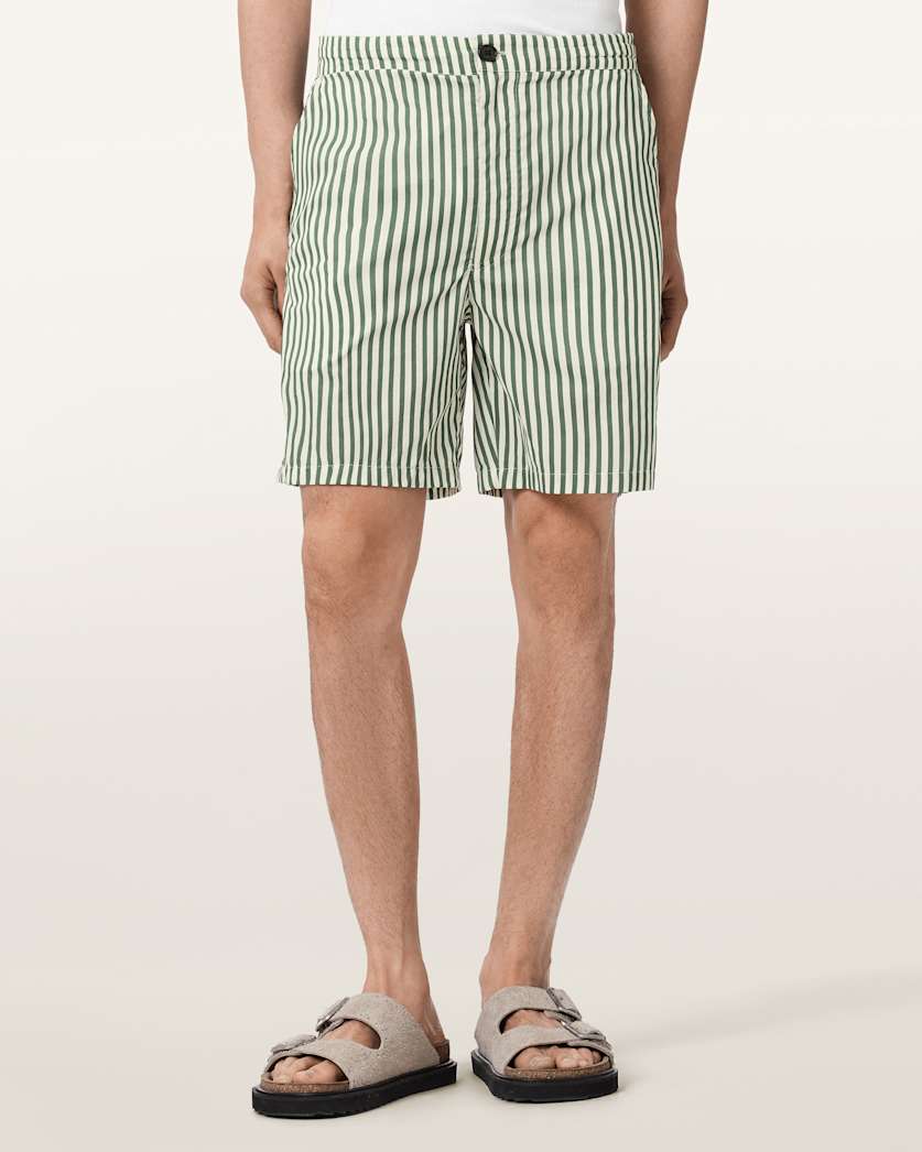 AllSaints Chopin Straight Fit Striped Shorts Blue/White