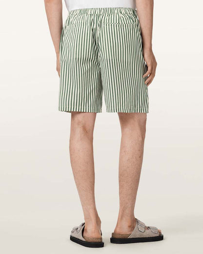 AllSaints Chopin Straight Fit Striped Shorts Blue/White