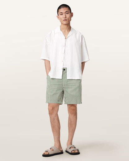 AllSaints Chopin Straight Fit Striped Shorts Blue/White