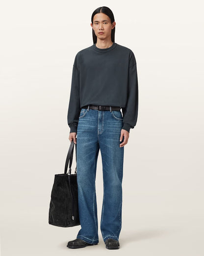 AllSaints Flint Bootcut Denim Jeans Mid Indigo
