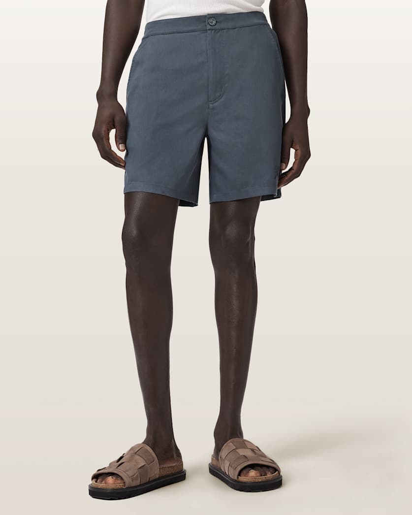 AllSaints Circe Straight Fit Odyssey Shorts Moonstone Blue