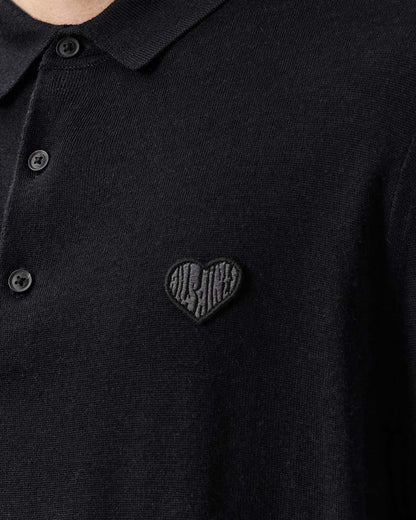 AllSaints Lover Merino Long Sleeve Polo Monument Gray