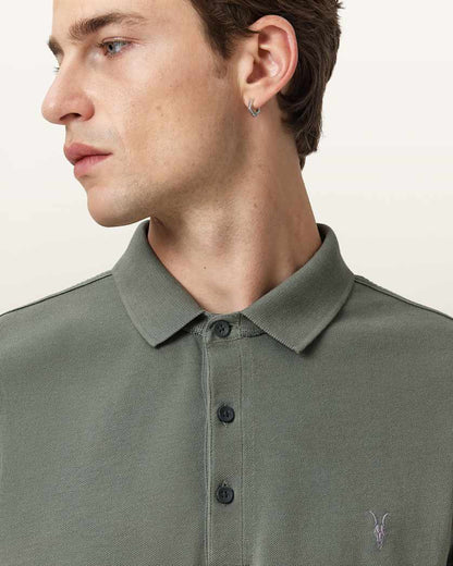 AllSaints Reform Short Sleeve Polo Shirt Navy Blue