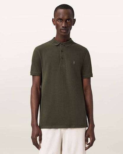 AllSaints Reform Short Sleeve Polo Shirt Navy Blue
