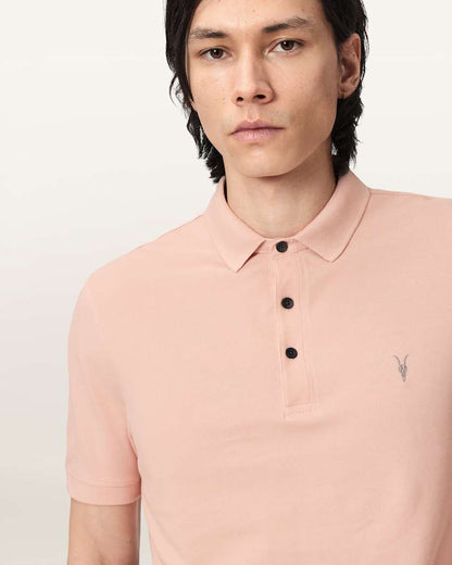 AllSaints Reform Short Sleeve Polo Shirt Navy Blue
