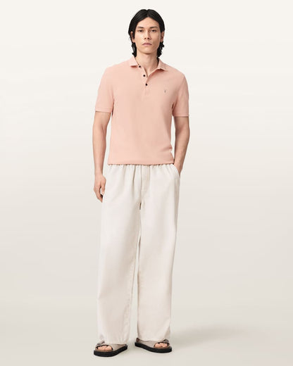 AllSaints Reform Short Sleeve Polo Shirt Navy Blue