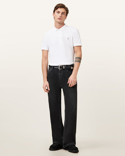 AllSaints Reform Short Sleeve Polo Shirt Navy Blue