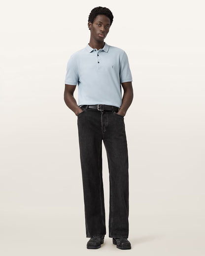 AllSaints Reform Short Sleeve Polo Shirt Navy Blue