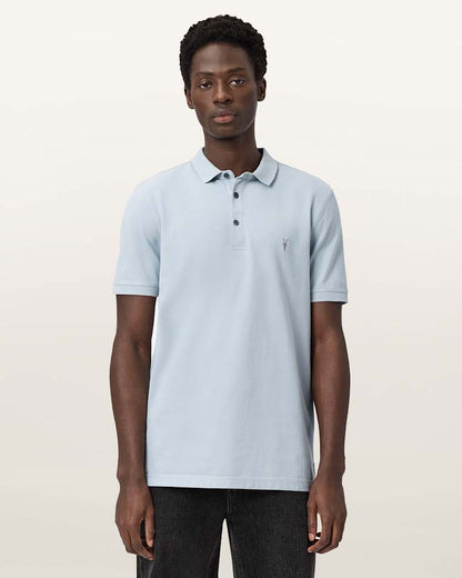 AllSaints Reform Short Sleeve Polo Shirt Navy Blue