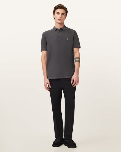 AllSaints Reform Short Sleeve Polo Shirt Navy Blue