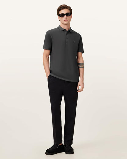 AllSaints Reform Short Sleeve Polo Shirt Navy Blue