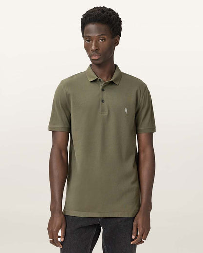 AllSaints Reform Short Sleeve Polo Shirts 2 Pack Grey/Lake Blue