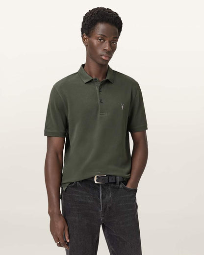 AllSaints Reform Short Sleeve Polo Shirts 2 Pack Grey/Lake Blue