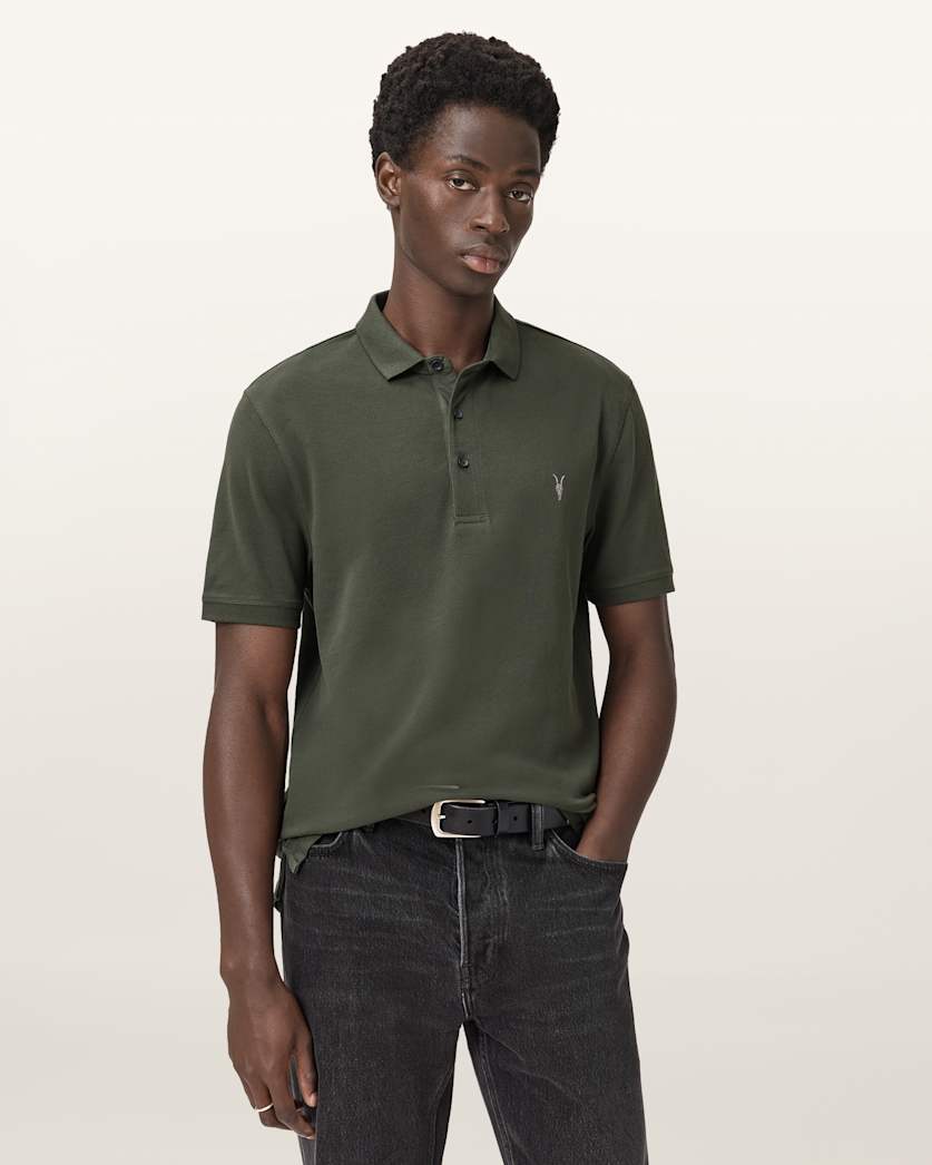 AllSaints Reform Short Sleeve Polo Shirts 2 Pack Grey/Lake Blue