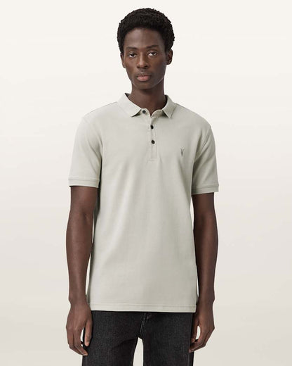 AllSaints Reform Short Sleeve Polo Shirts 2 Pack Grey/Lake Blue