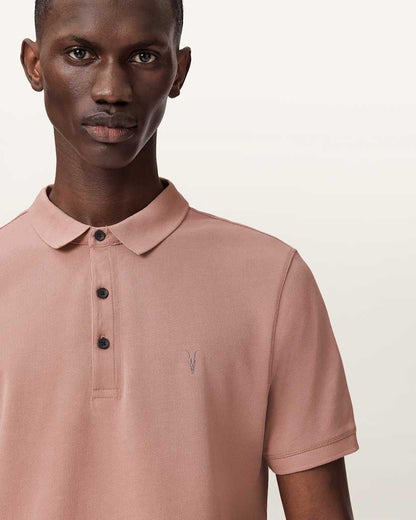 AllSaints Reform Short Sleeve Polo Shirts 2 Pack Grey/Lake Blue
