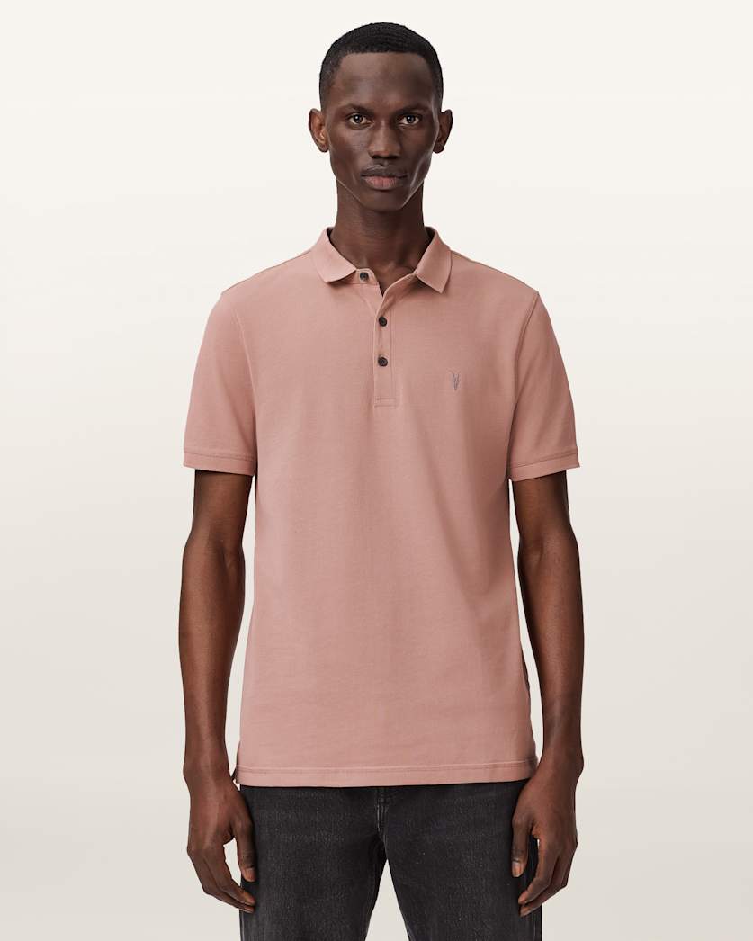 AllSaints Reform Short Sleeve Polo Shirts 2 Pack Grey/Lake Blue