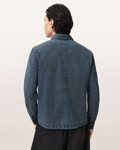 AllSaints Rohdi Long Sleeve Overshirt Dark Steel Blue