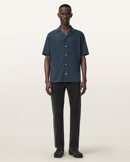 AllSaints Hudson Relaxed Fit Ramskull Shirt Eden Green