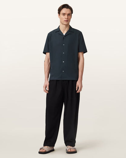 AllSaints Hudson Relaxed Fit Ramskull Shirt Eden Green