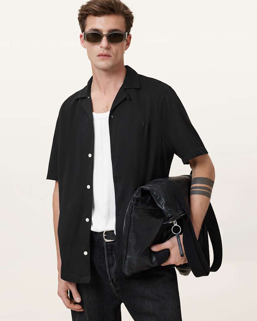 AllSaints Hudson Relaxed Fit Ramskull Shirt Eden Green