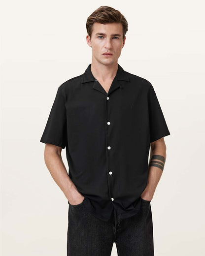 AllSaints Hudson Relaxed Fit Ramskull Shirt Eden Green